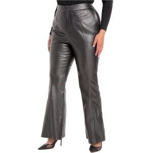 ELOQUII Black Faux Leather Flare Leg Trouser Sz 28W (W12.17)
